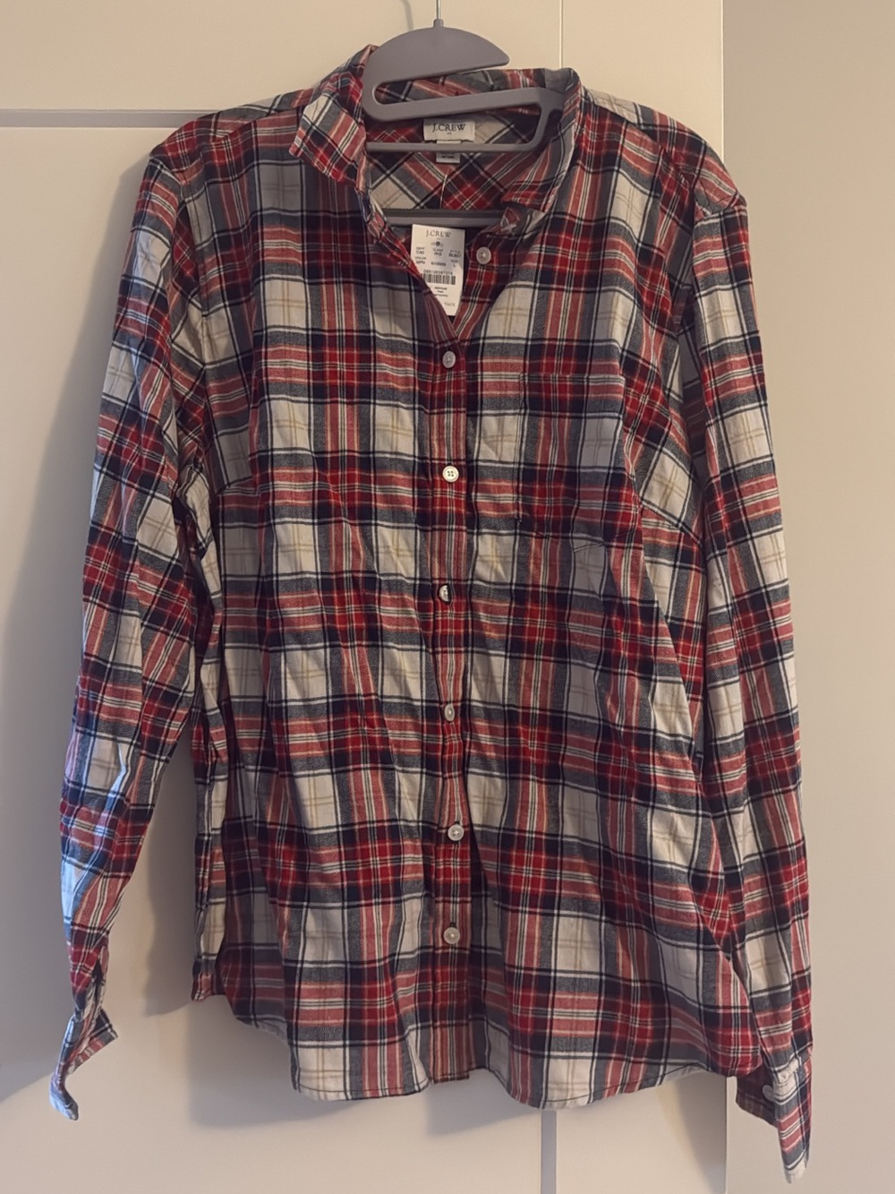 J. Crew Red and White Plaid Button-Down Shirt